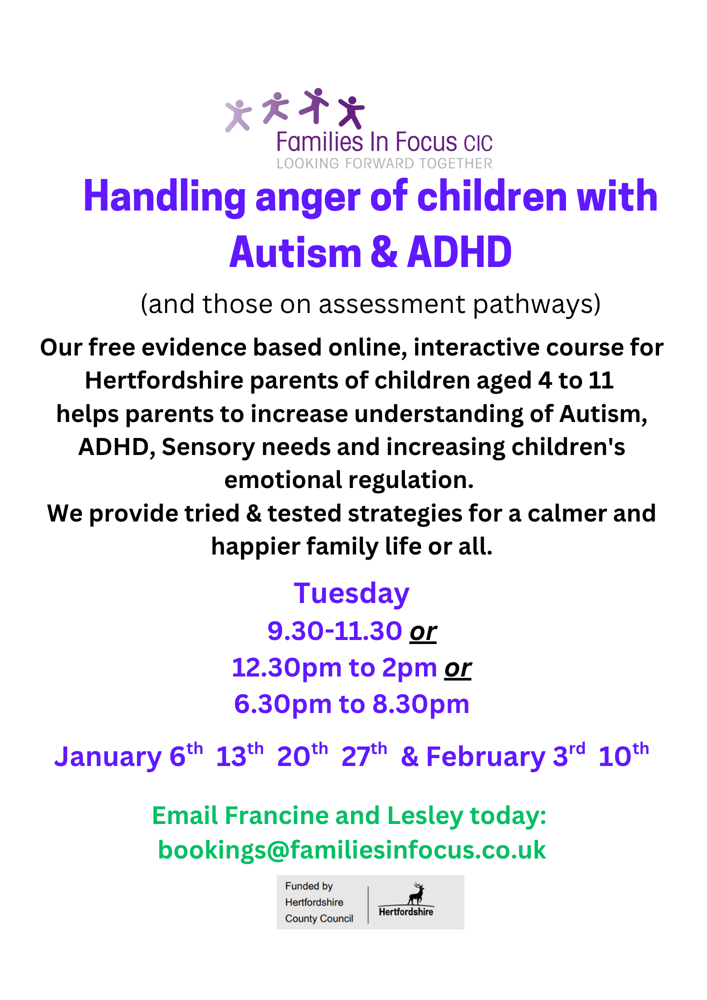 Families in Focus Handling anger of children with Autism and ADHD January 2026